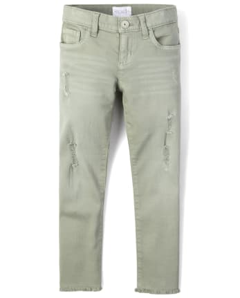Jean super skinny en denim à ourlet effiloché pour fille