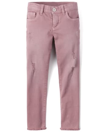 Girls Frayed Hem Denim Super Skinny Jeans