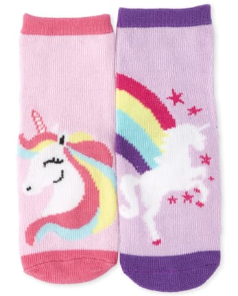 Paquete de 6 calcetines midi con unicornio arcoíris para niñas pequeñas