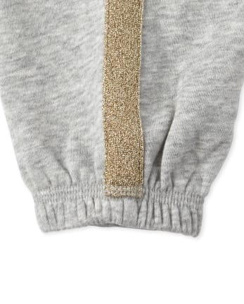 Girls Active Glitter Side Stripe French Terry Jogger Pants