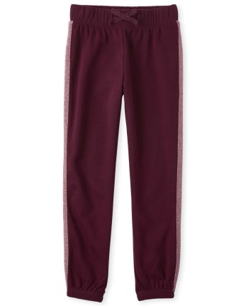 Girls Active Glitter Side Stripe French Terry Jogger Pants