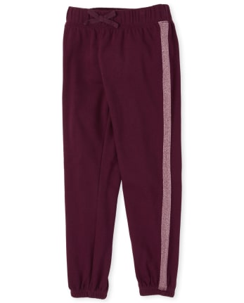 Girls Active Glitter Side Stripe French Terry Jogger Pants