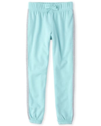 Girls Active Glitter Side Stripe French Terry Jogger Pants