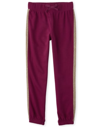 Girls Active Glitter Side Stripe French Terry Jogger Pants