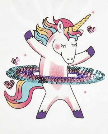 Girls Embellished Unicorn Cut Out Top
