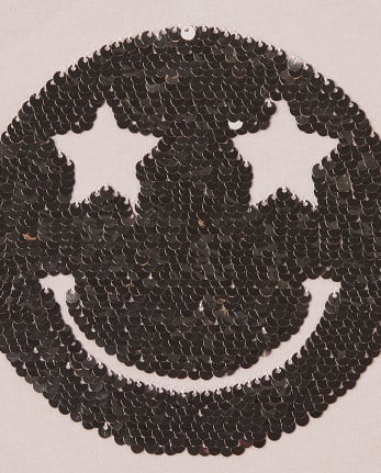 Girls Flip Sequin Smiley Face Top