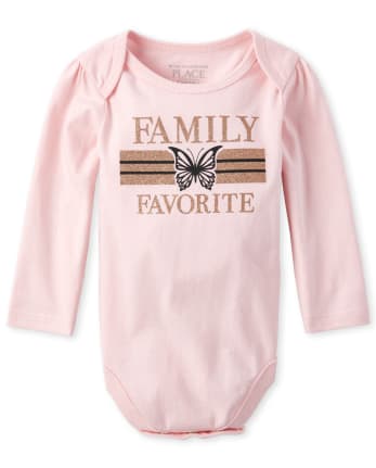 Body para bebé niña con estampado familiar de purpurina