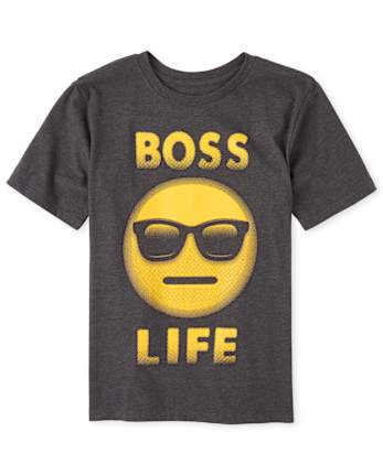 Boys Boss Emoji Graphic Tee