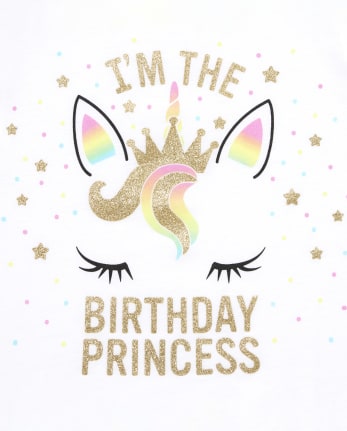 Baby And Toddler Girls Glitter Birthday Unicorn Graphic Tee