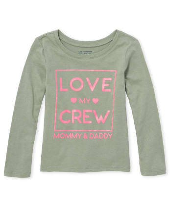 Baby And Toddler Girls Glitter Love My Crew Graphic Tee