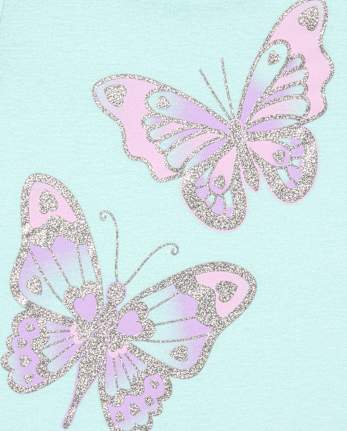 Baby And Toddler Girls Glitter Butterfly Graphic Tee
