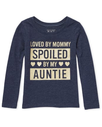 Baby And Toddler Girls Glitter Auntie Graphic Tee