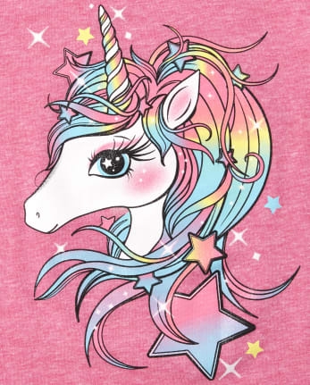 Camiseta con estampado de unicornio y purpurina para bebés y niñas pequeñas