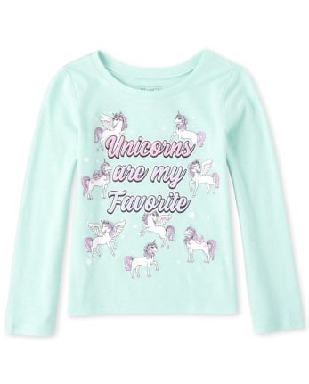 Baby And Toddler Girls Glitter Unicorns Graphic Tee