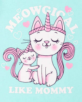 Camiseta con estampado de gato y mamá con purpurina para bebés y niñas pequeñas