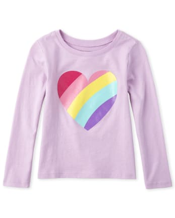 Baby And Toddler Girls Glitter Heart Graphic Tee