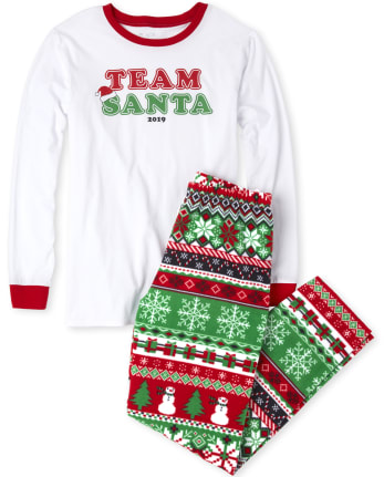 Unisex Adult Matching Family Snowman Fair Isle Cotton And Fleece Pajamas