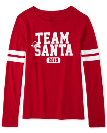 Womens Matching Family Team Santa Graphic Tee