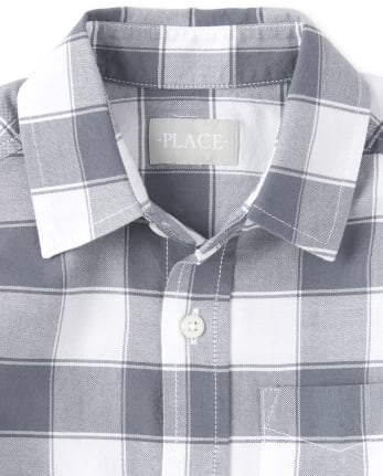 Camisa Oxford con botones a cuadros para niños