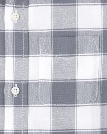 Camisa Oxford con botones a cuadros para niños