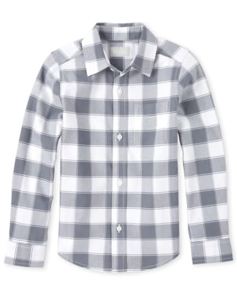 Camisa Oxford con botones a cuadros para niños