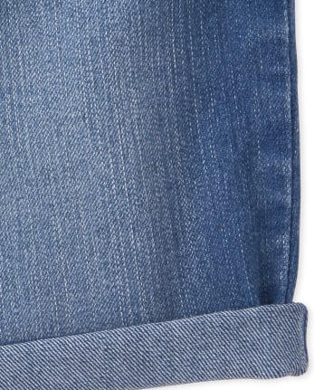 Shorts de mezclilla con puños enrollados para niñas