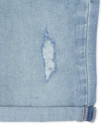 Shorts de mezclilla con puños enrollados para niñas