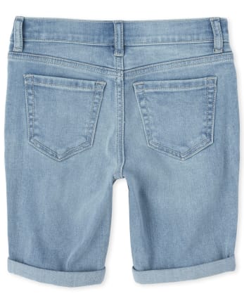 Shorts de mezclilla con puños enrollados para niñas