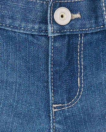 Shorts cortos de mezclilla con puños enrollados para niñas