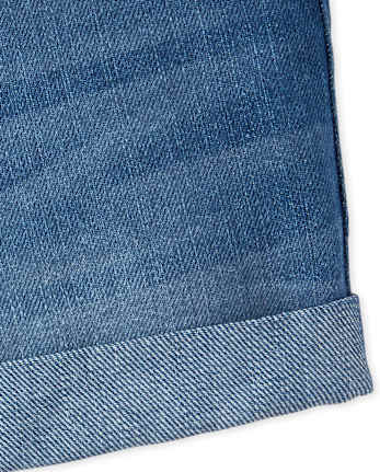 Shorts cortos de mezclilla con puños enrollados para niñas