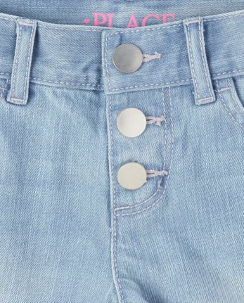 Shorts cortos de mezclilla con botones para niñas