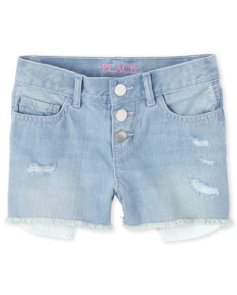Shorts cortos de mezclilla con botones para niñas