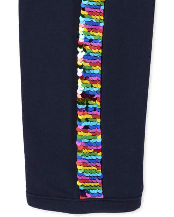 Girls Flip Sequin Side Stripe Leggings