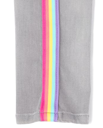 Girls Rainbow Side Stripe Super Skinny Jeans