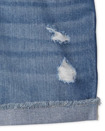 Shorts vaqueros con puños enrollados para niñas
