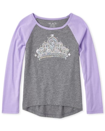 Girls Embellished Raglan Top