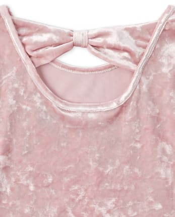 Vestido skater a juego con lazo en la espalda de terciopelo para niñas