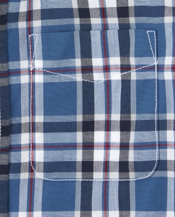 Boys Plaid Poplin Button Down Shirt