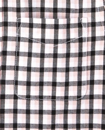 Camisa con botones a juego de popelina a cuadros para niños