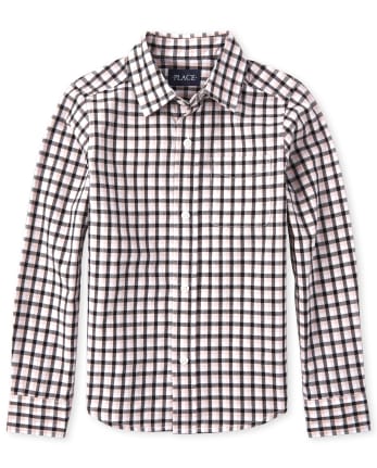 Camisa con botones a juego de popelina a cuadros para niños