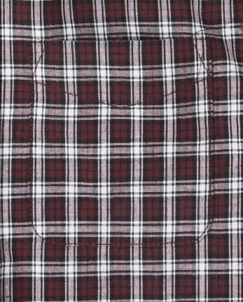Chemise boutonnée assortie en popeline à carreaux pour garçon