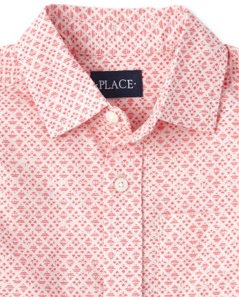Camisa con botones de popelín con diseño de rombos para niños