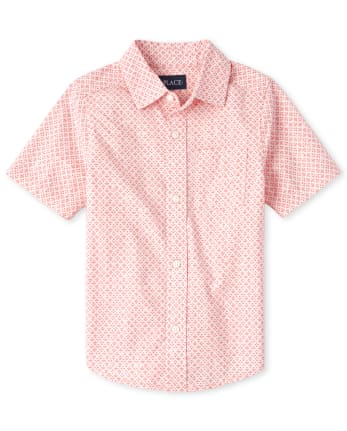 Camisa con botones de popelín con diseño de rombos para niños