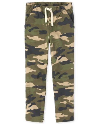 Boys Camo Stretch Woven Matching Pull On Jogger Pants