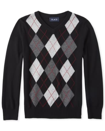 Boys Argyle Matching V-Neck Sweater