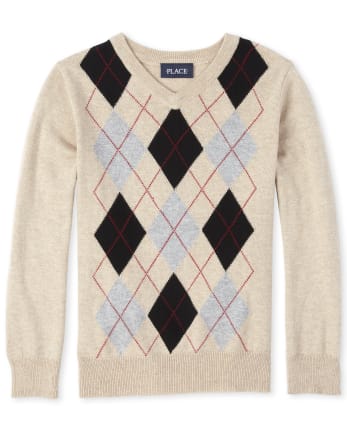 Boys Argyle Matching V-Neck Sweater