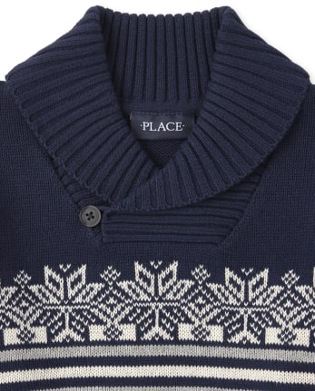 Boys Fair Isle Shawl Collar Sweater