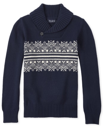 Boys Fair Isle Shawl Collar Sweater