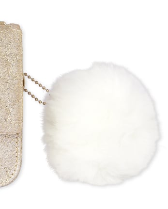 Girls Glitter Heart Quilted Bag - GOLD