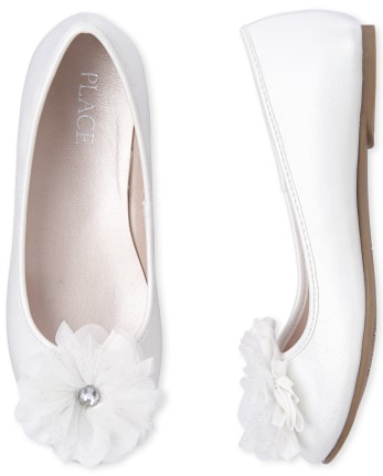 Girls Iridescent Flower Ballet Flats